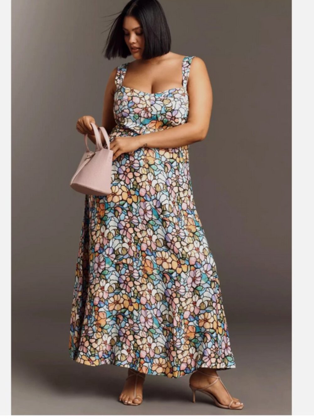 Anthropologie Maeve The Jocelyn Sleeveless Slip Midi Dress Stained Glass 2X NWT